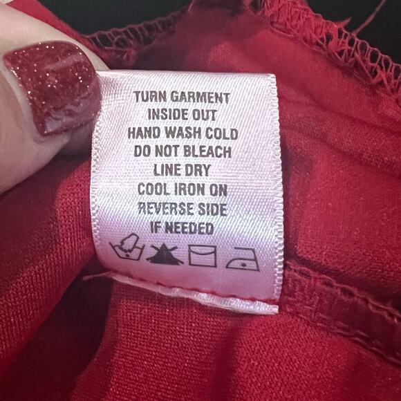 MSK Dress 20W Knee Length Red Black Velvet Floral 3/4 Bell Sleeves - Picture 6 of 8